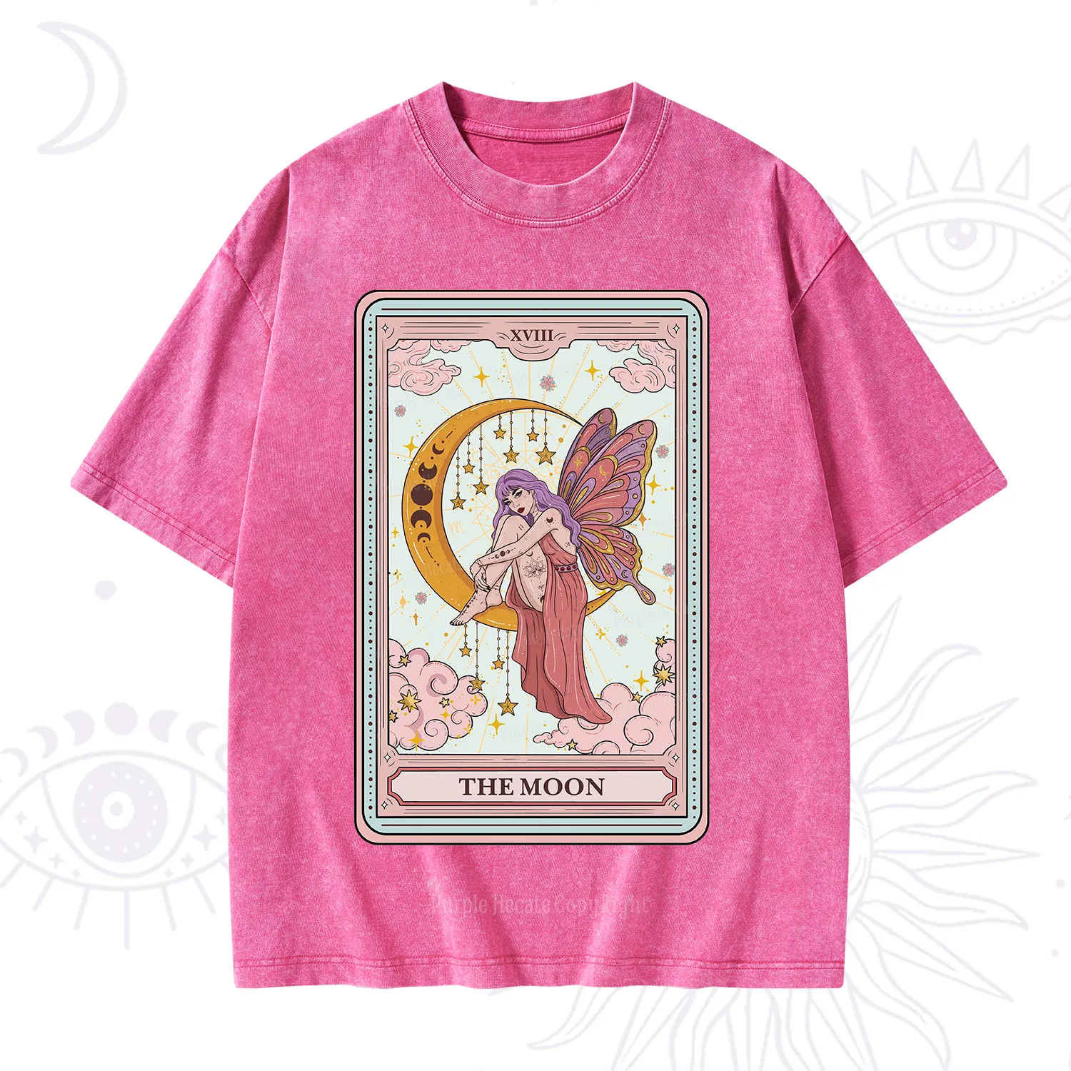 Purplehecate The Moon Tarot Washed T-Shirt