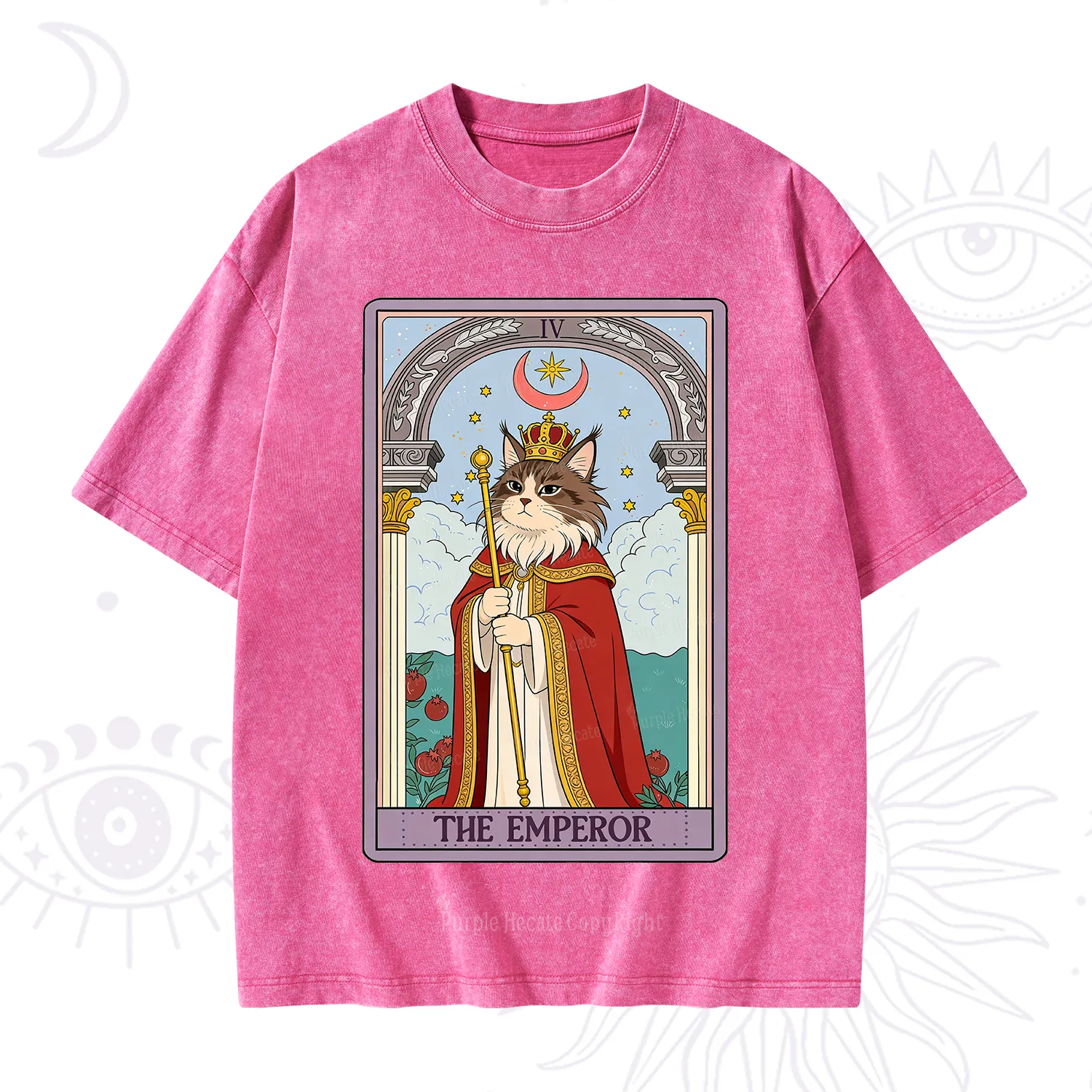 Purplehecate The Emperor Cat Tarot Washed T-Shirt