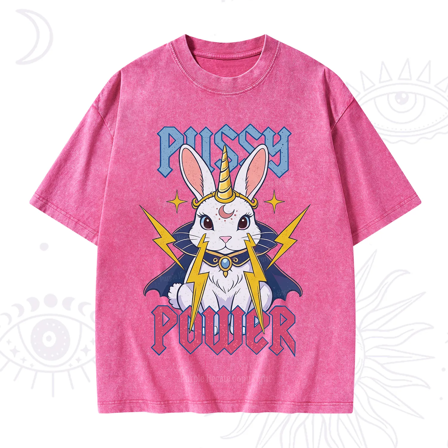 Purplehecate Pussy Power Magic Bunny Washed T-Shirt