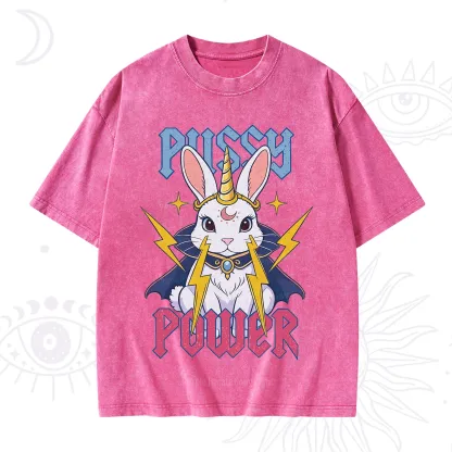 Purplehecate Pussy Power Magic Bunny Washed T-Shirt