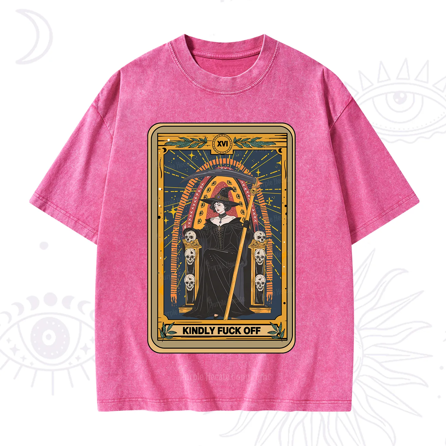 Purplehecate The Kindly Fuck Off Tarot Washed T-Shirt