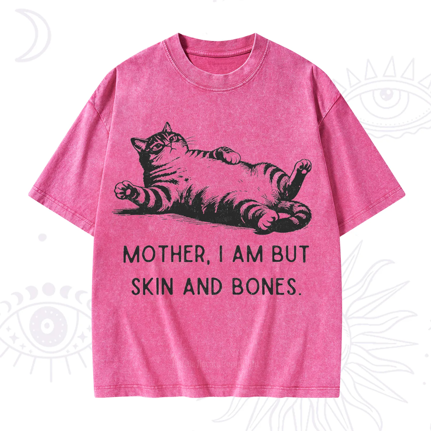 Purplehecate Mother I Am But Skin And Bones Funny Cat Washed T-Shirt