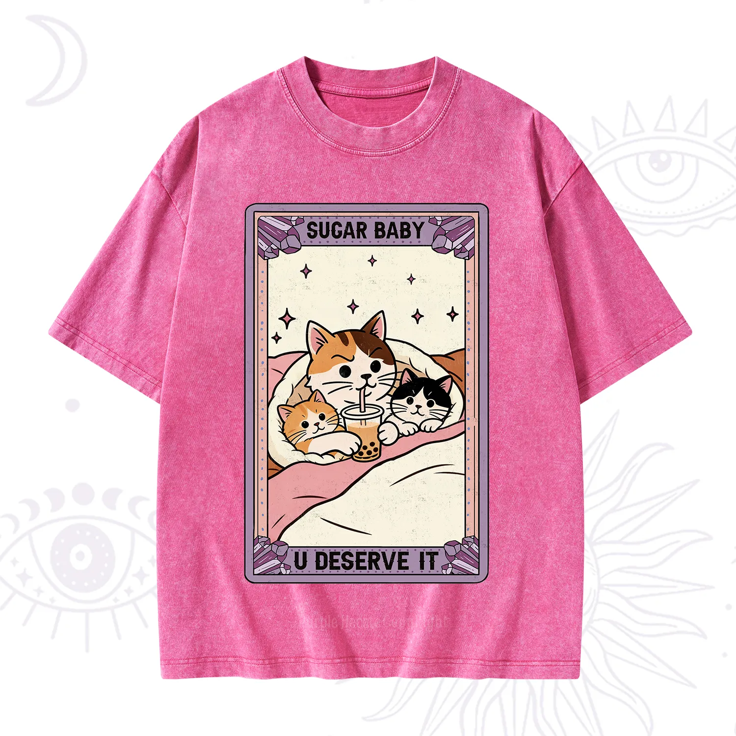 Purplehecate The Sugar Baby Cat Tarot Washed T-Shirt