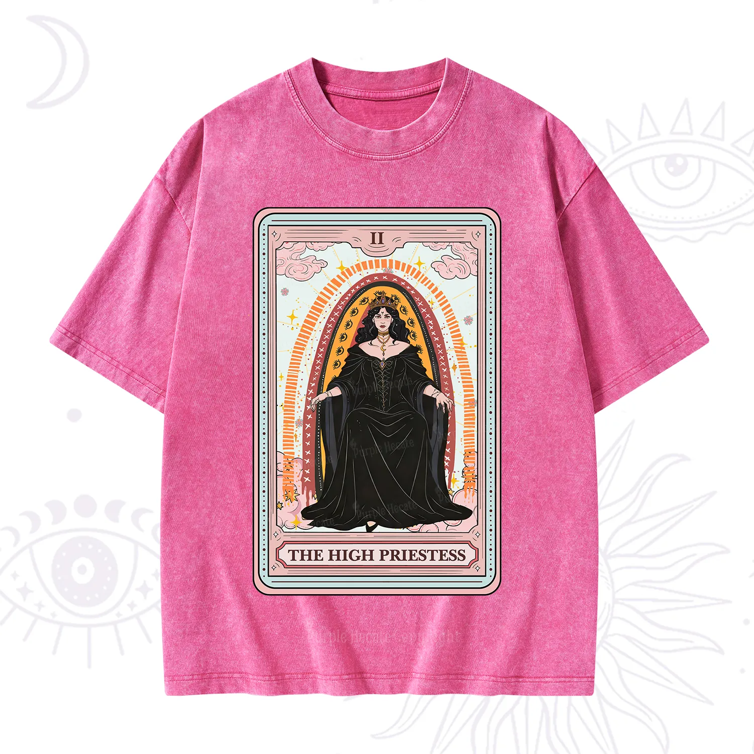 Purplehecate The High Priestess Tarot Washed T-Shirt