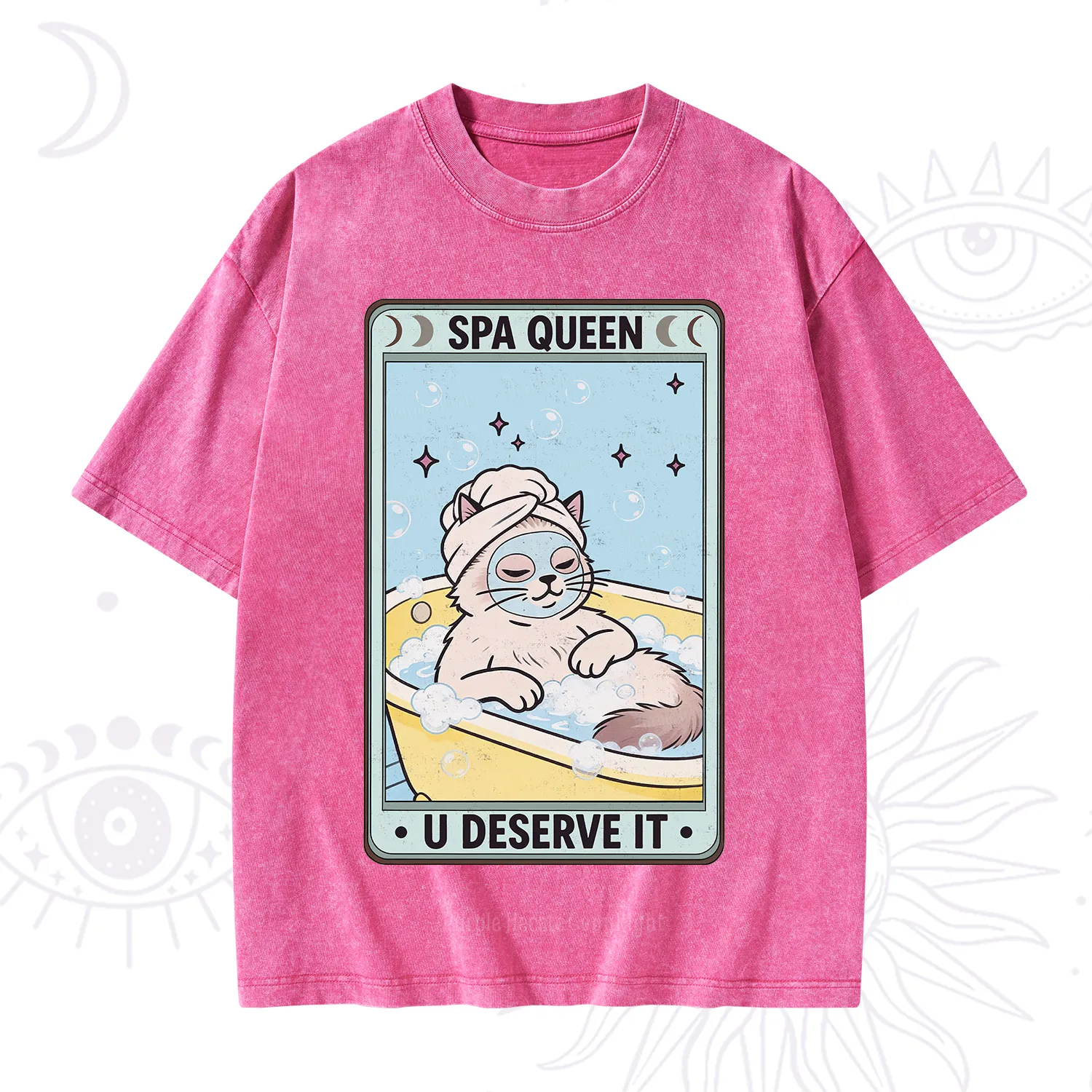 Purplehecate The Spa Queen Cat Tarot Washed T-Shirt