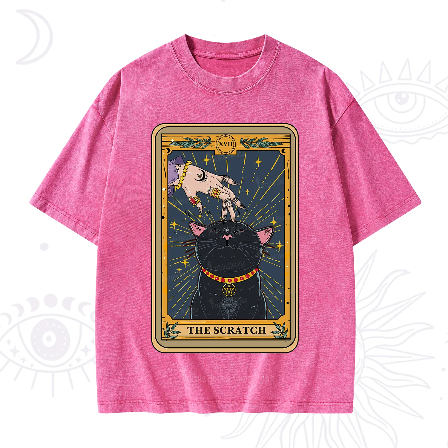 Purplehecate The Scratch Cat Tarot Washed T-Shirt