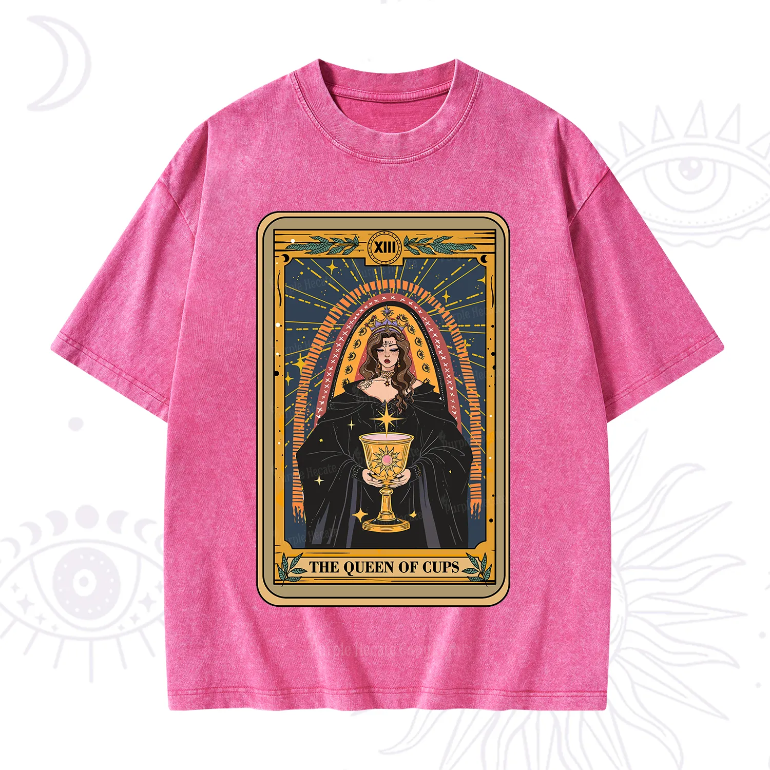 Purplehecate The Queen of Cups Tarot Washed T-Shirt