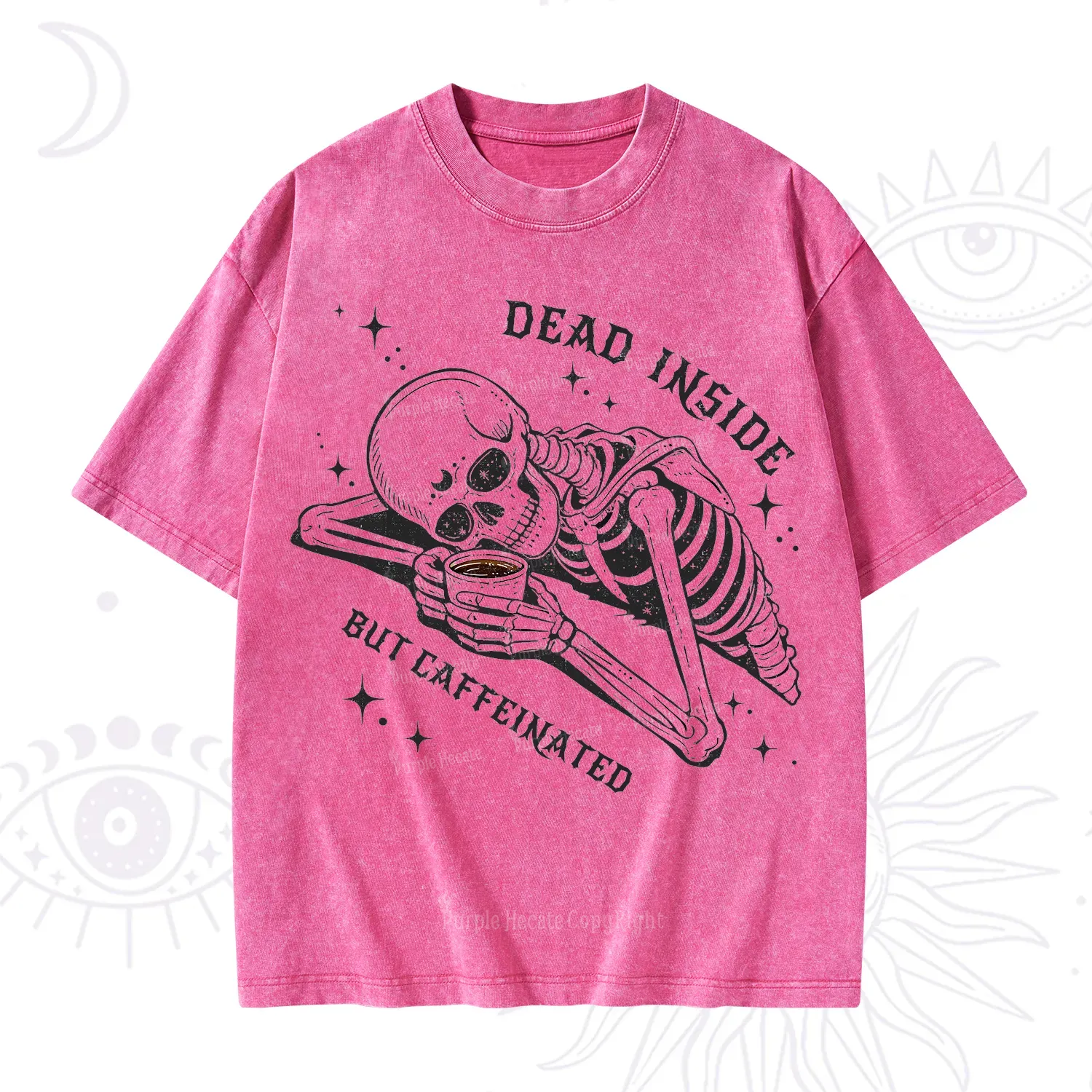 Purplehecate Dead Inside But Caffeinated Washed T-Shirt