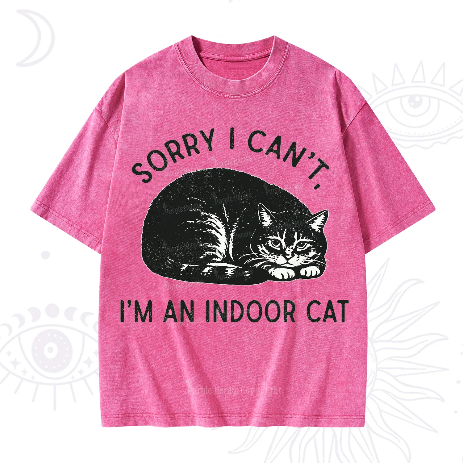 Purplehecate Sorry I Can't I'm an Indoor Cat Washed T-Shirt