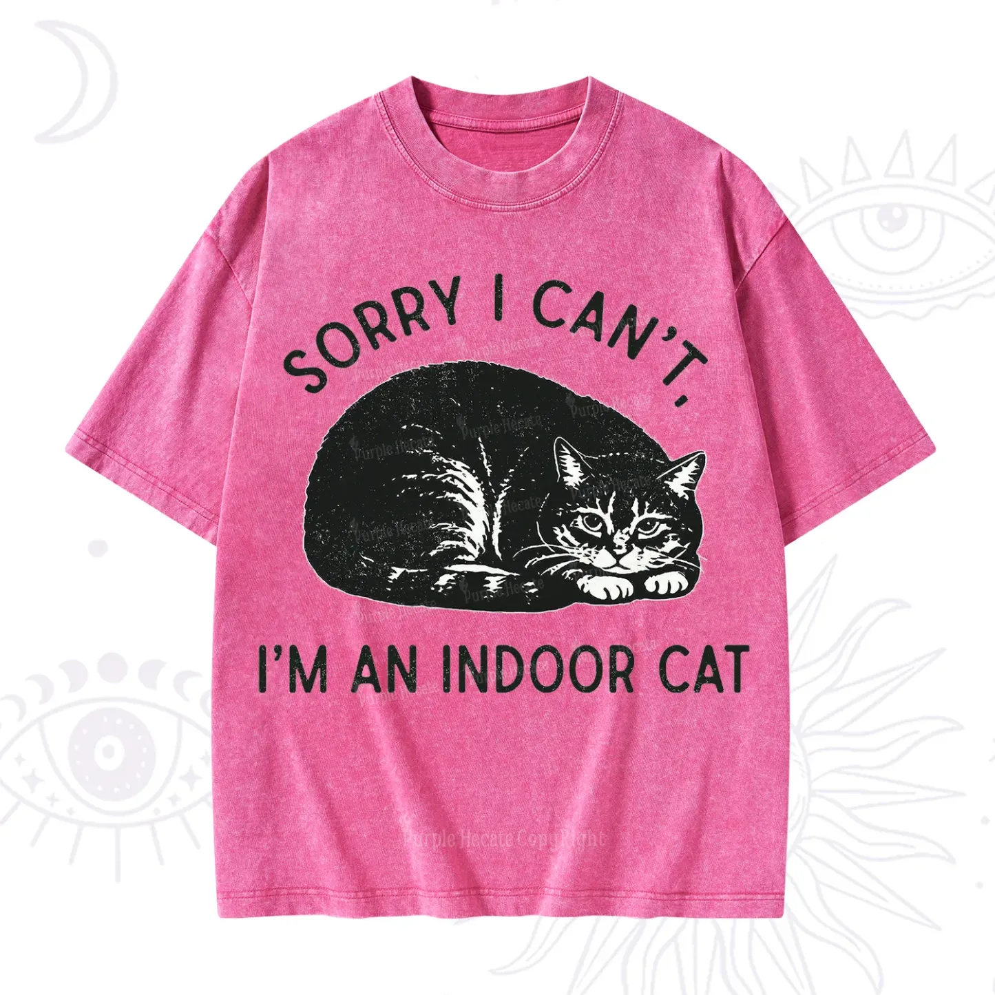 Purplehecate Sorry I Can't I'm an Indoor Cat Washed T-Shirt