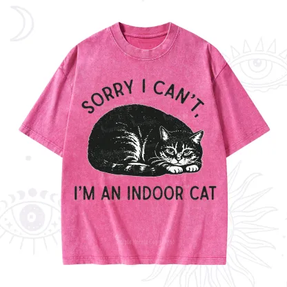 Purplehecate Sorry I Can't I'm an Indoor Cat Washed T-Shirt