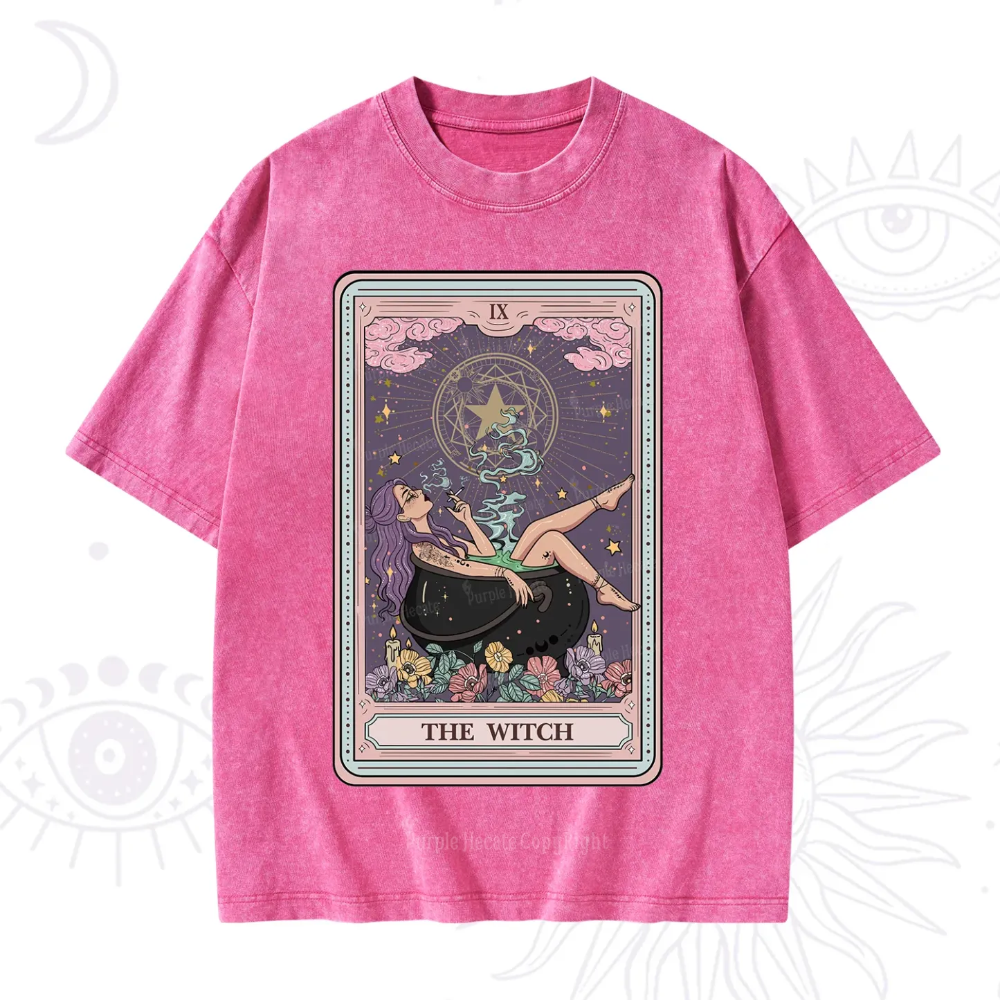 Purplehecate The Witch Tarot Card Washed T-Shirt