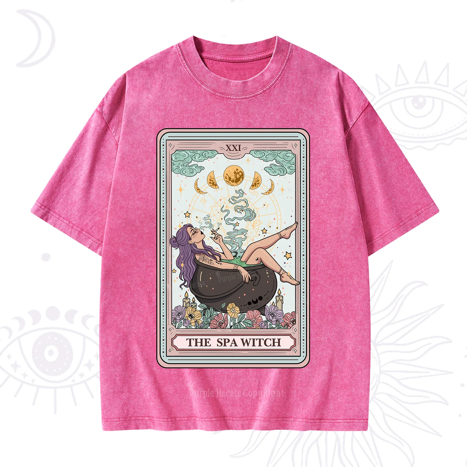 Purplehecate The Spa Witch Tarot Card Washed T-Shirt
