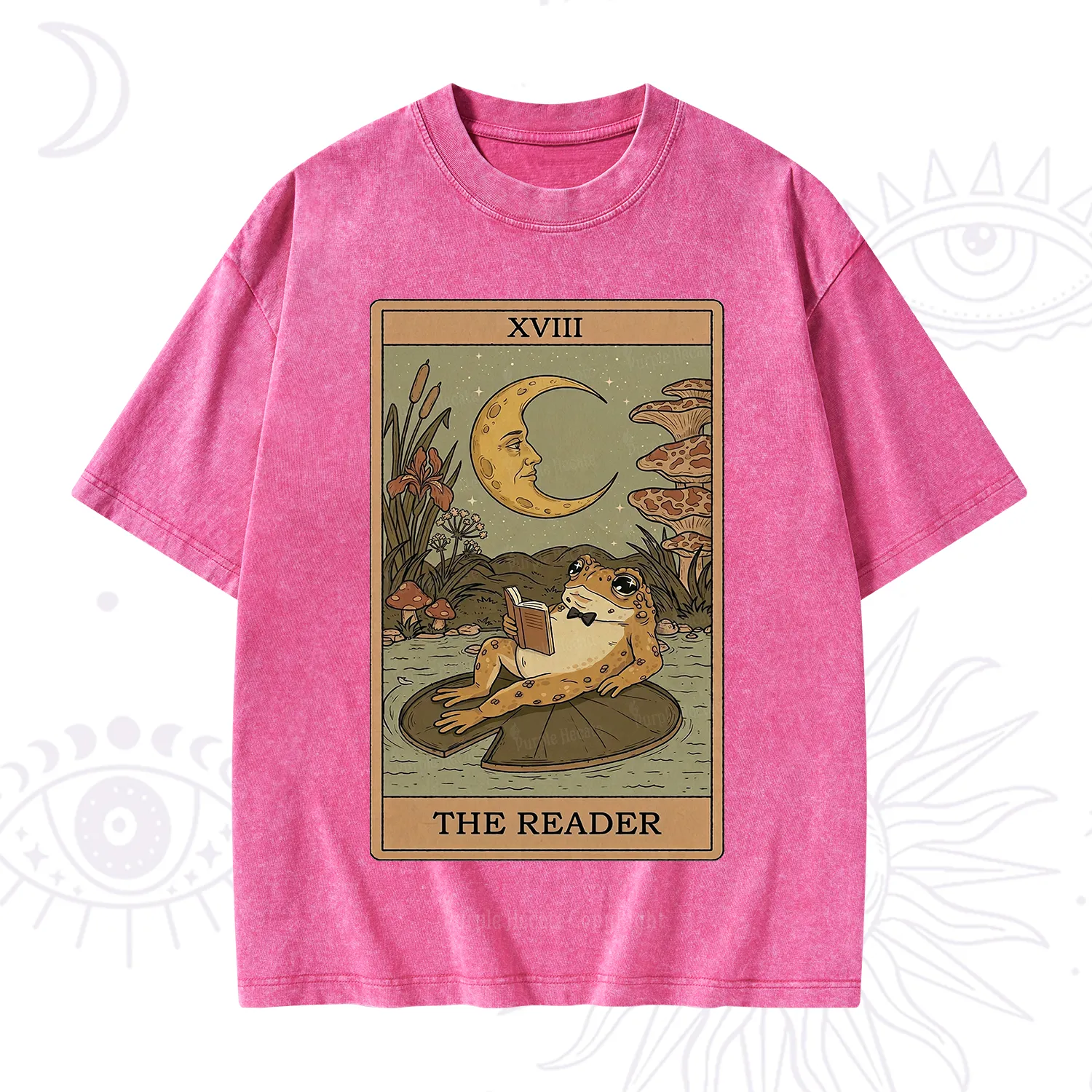 Purplehecate The Reader Frog Tarot Washed T-Shirt