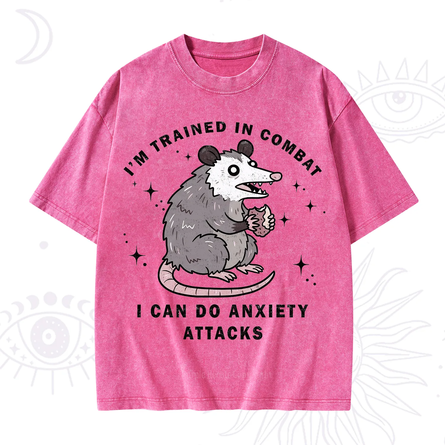 Purplehecate Anixety Attack Opossum Washed T-Shirt