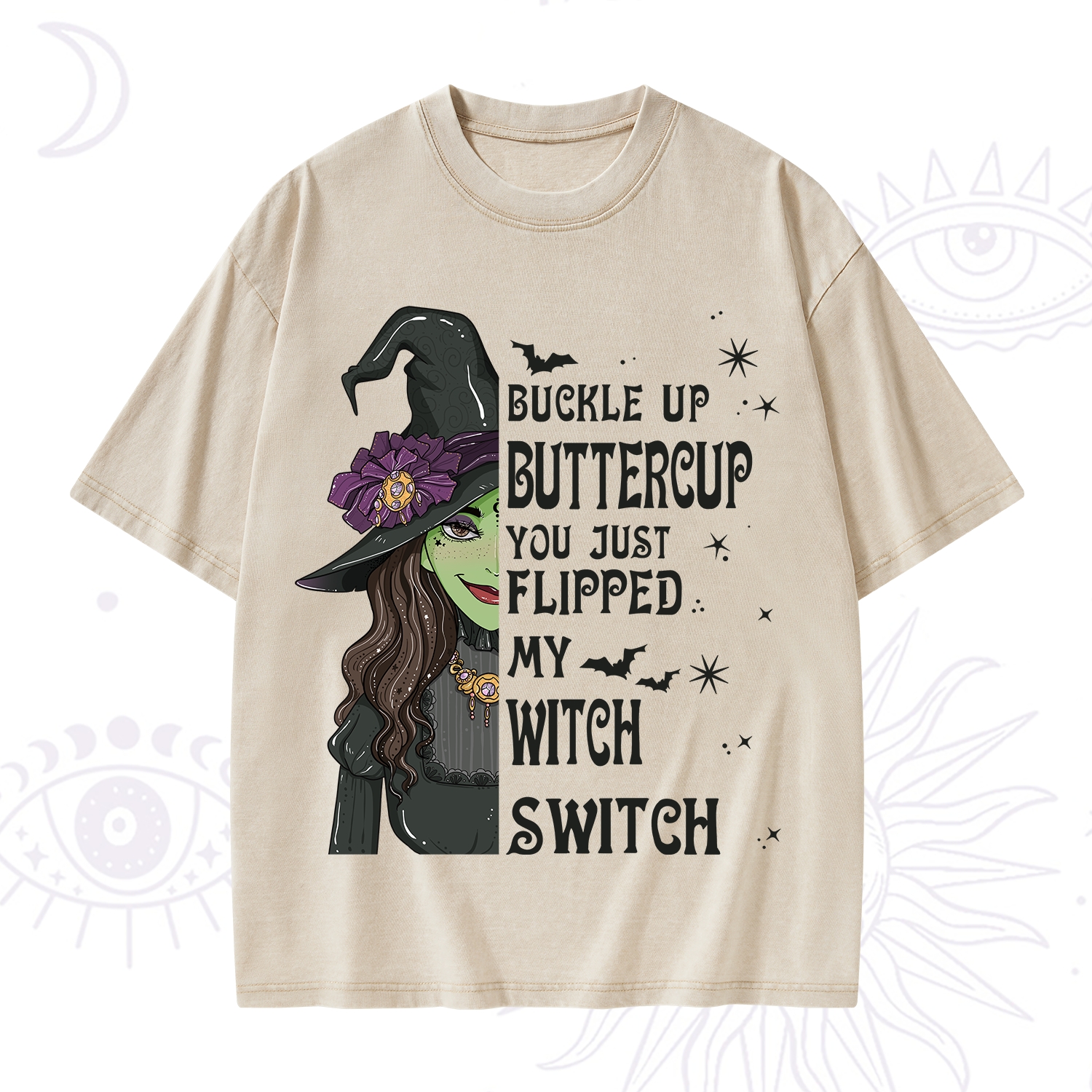 Purplehecate Buckle Up Buttercup You Just Flipped My Witch Switch Washed T-Shirt