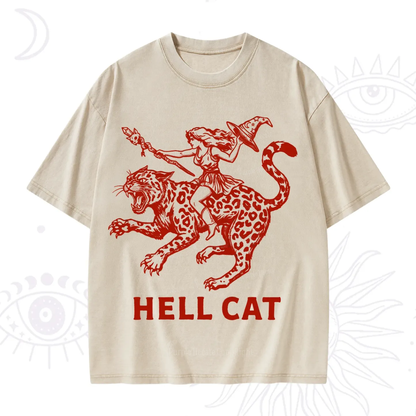 Purplehecate Hex Girl Hell Cat Washed T-Shirt