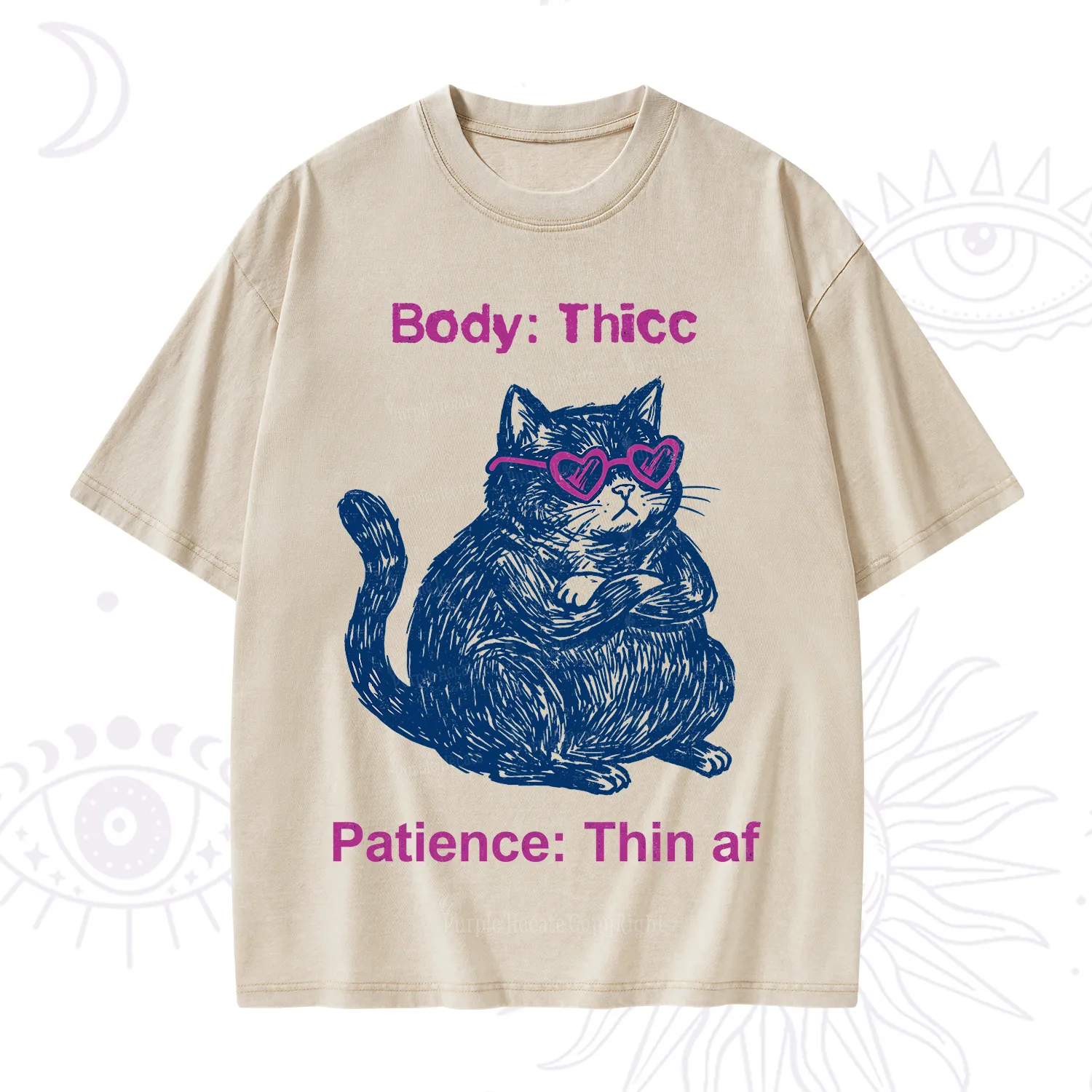 Purplehecate Body Thicc Patience Thin Af Cat Washed T-Shirt