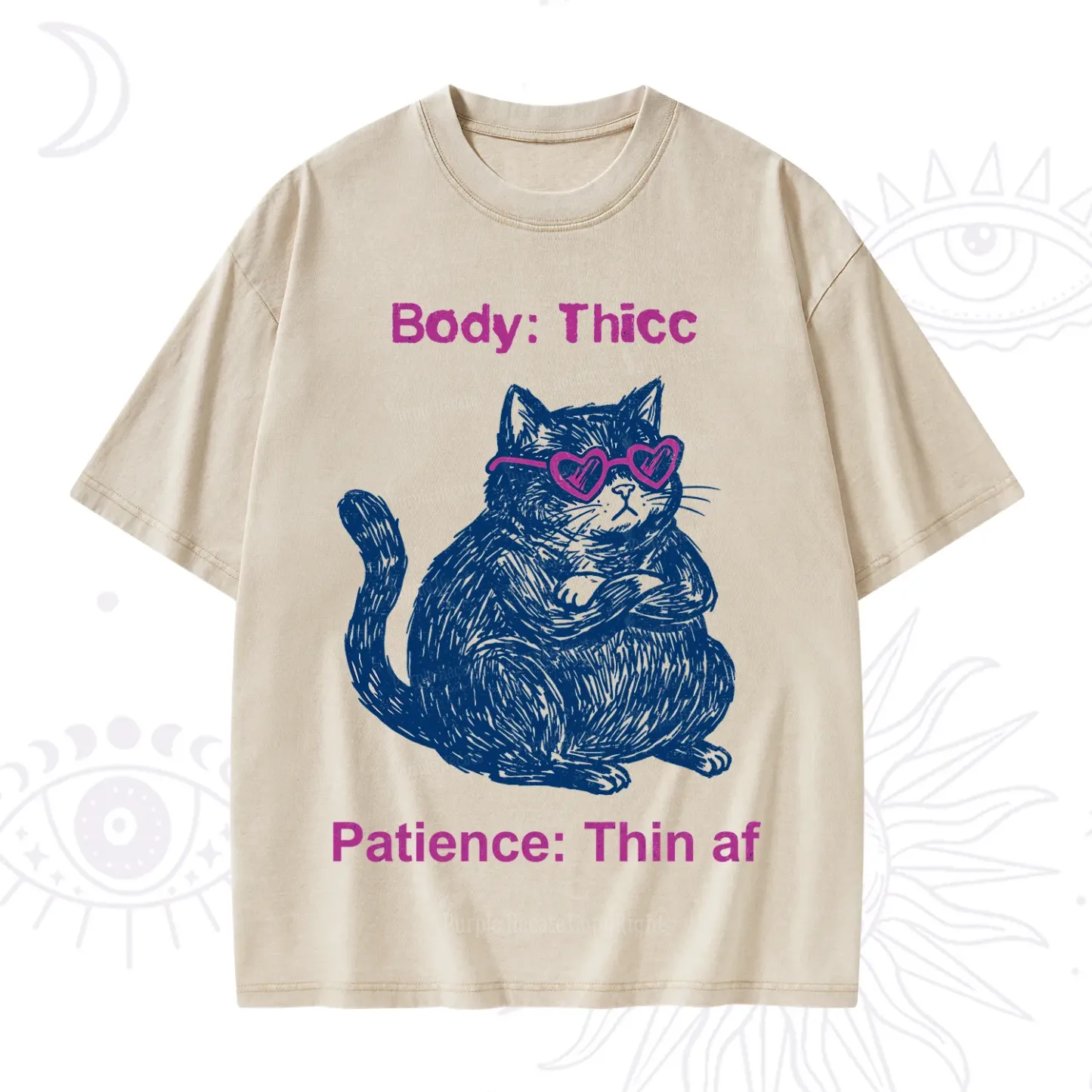 Purplehecate Body Thicc Patience Thin Af Cat Washed T-Shirt