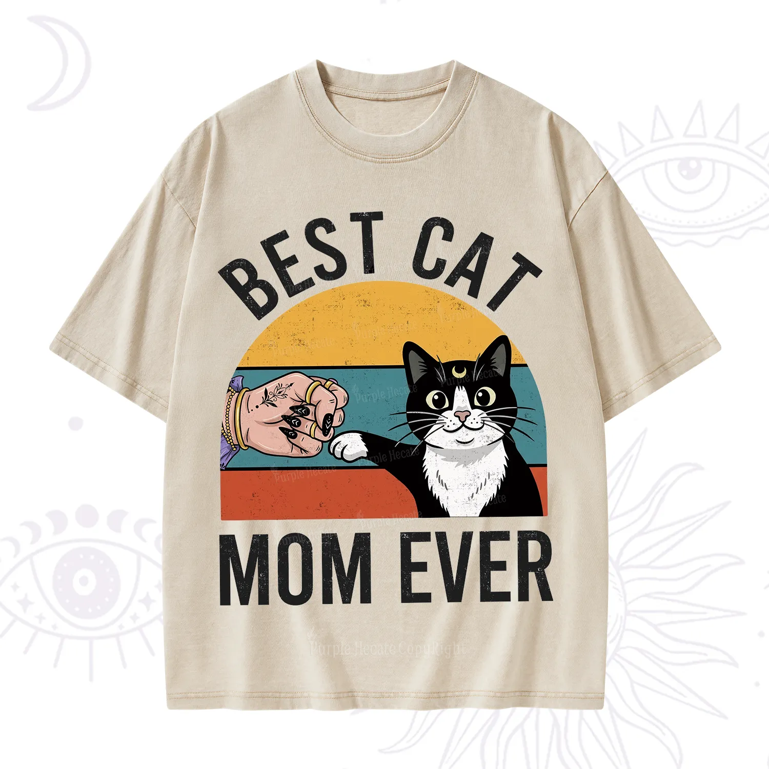 Purplehecate Best Cat Mom Ever Washed T-Shirt