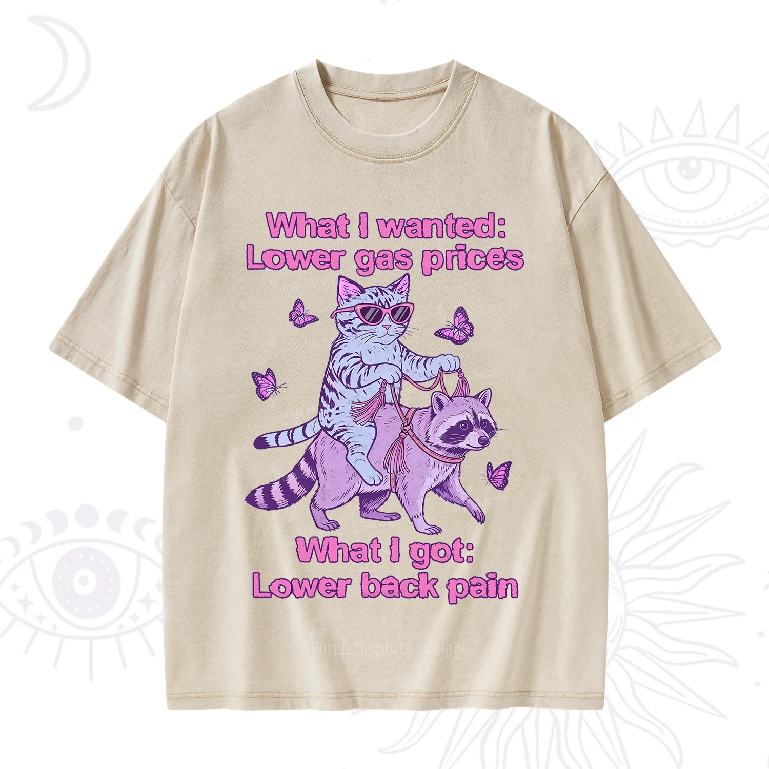 Purplehecate Lower Gas Prices Lower Back Pain Cat Washed T-Shirt