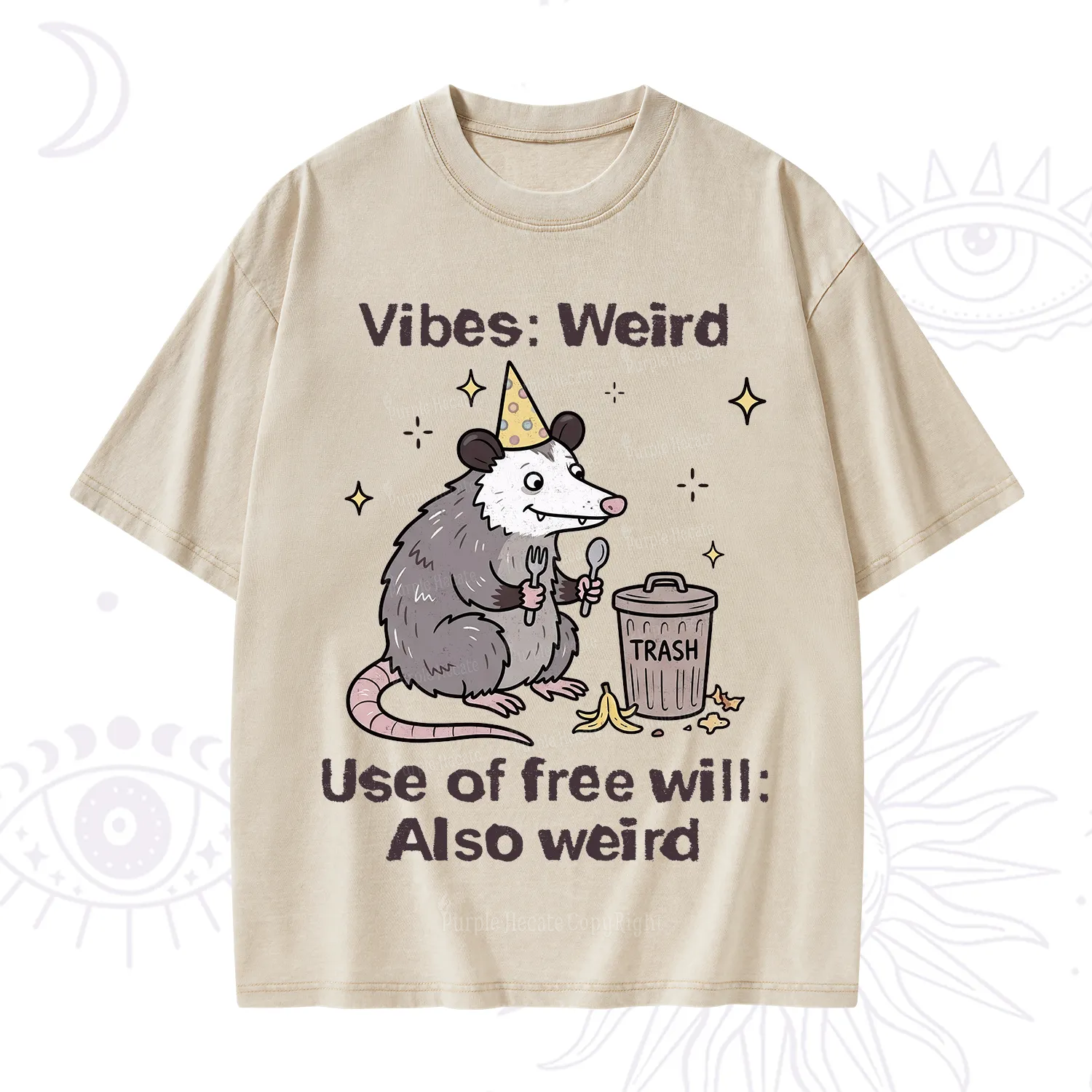Purplehecate Weird Vibes Only Opossum Washed T-Shirt