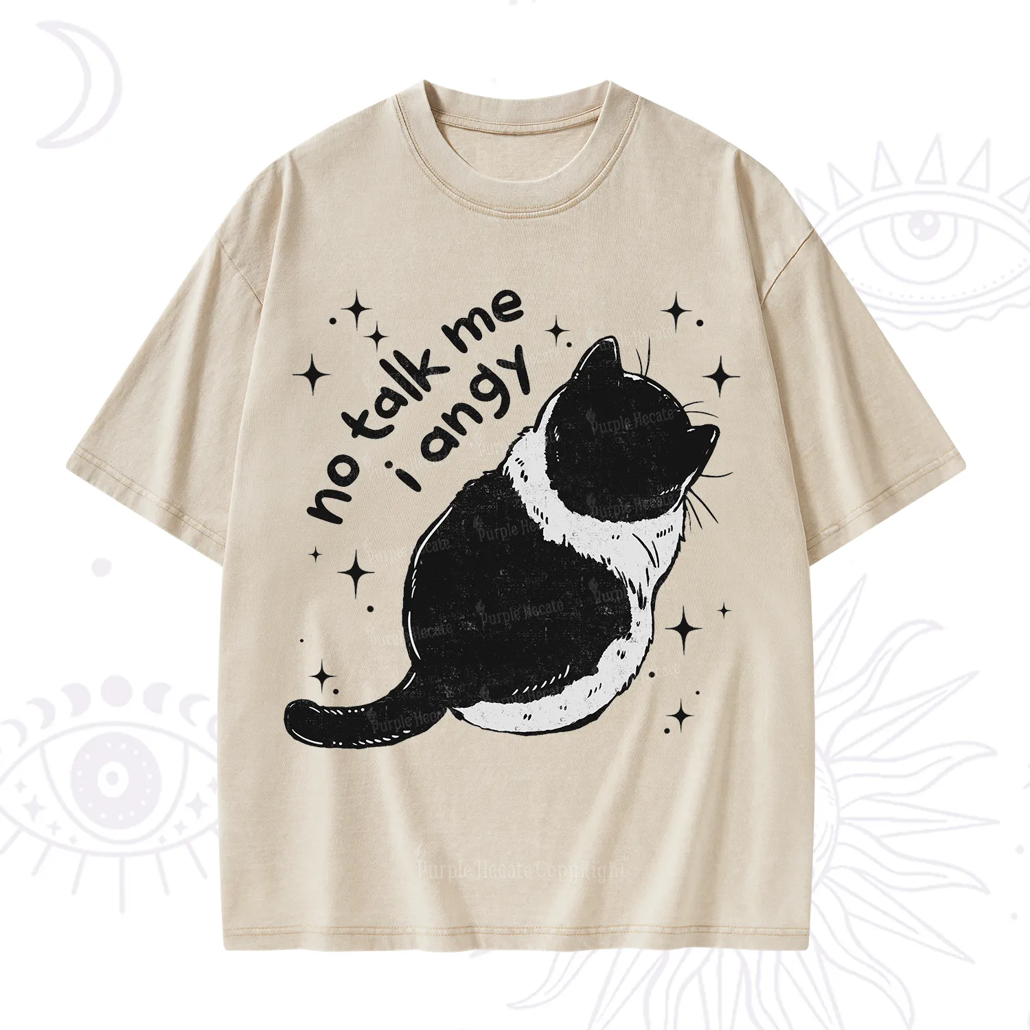 Purplehecate No Talk Me Im Angy Cat Washed T-Shirt