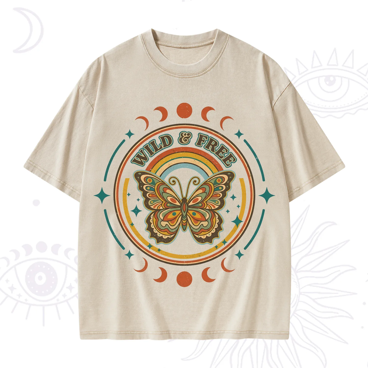 Purplehecate Wild And Free Butterfly Washed T-Shirt
