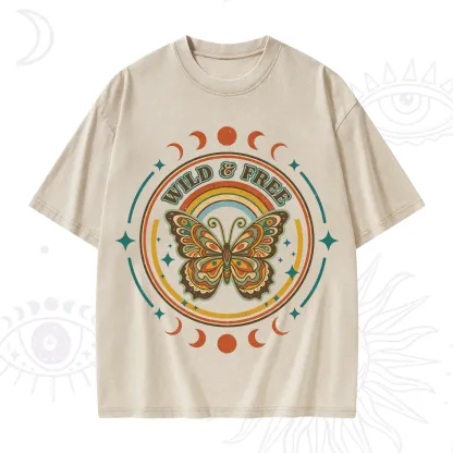 Purplehecate Wild And Free Butterfly Washed T-Shirt