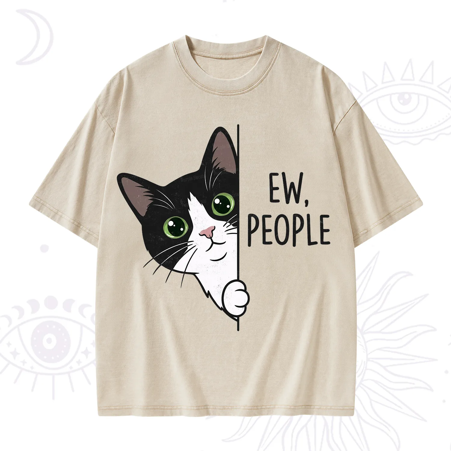 Purplehecate Funny Cat Ew People Washed T-Shirt