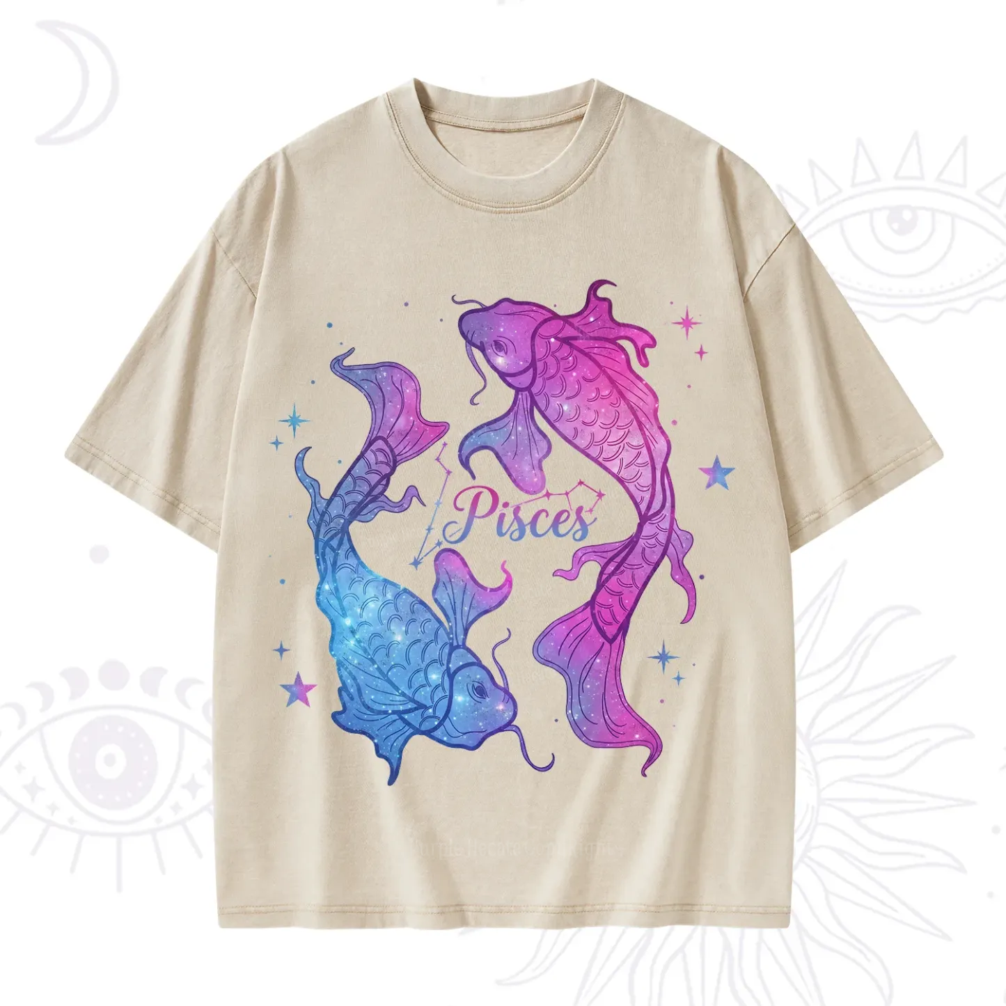 Purplehecate Pisces Zodiac Washed T-Shirt