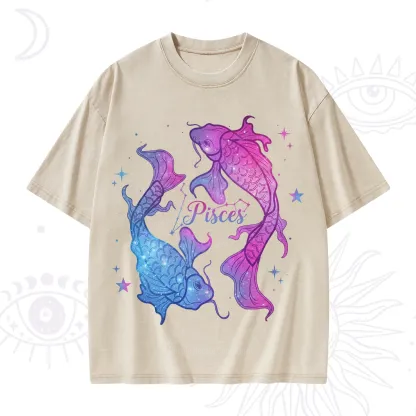 Purplehecate Pisces Zodiac Washed T-Shirt