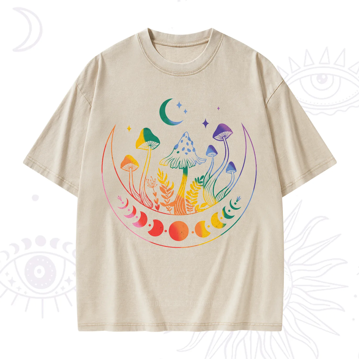 Purplehecate Pride Mushroom Rainbow Washed T-Shirt