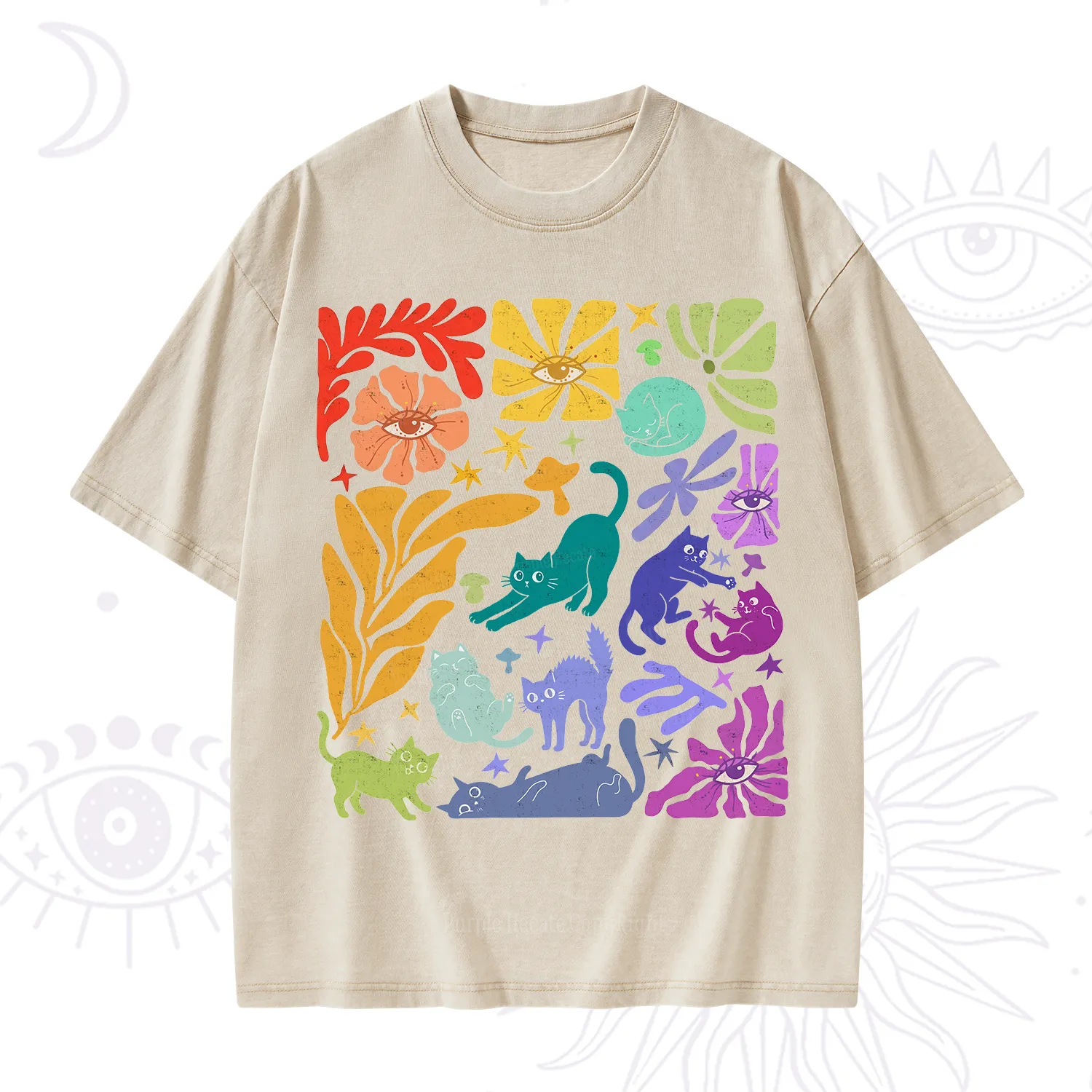 Purplehecate Rainbow Pride Cats Washed T-Shirt