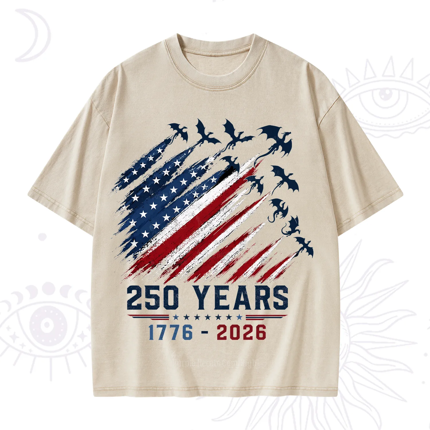 Purplehecate Red White Blue 250 Years Washed T-Shirt