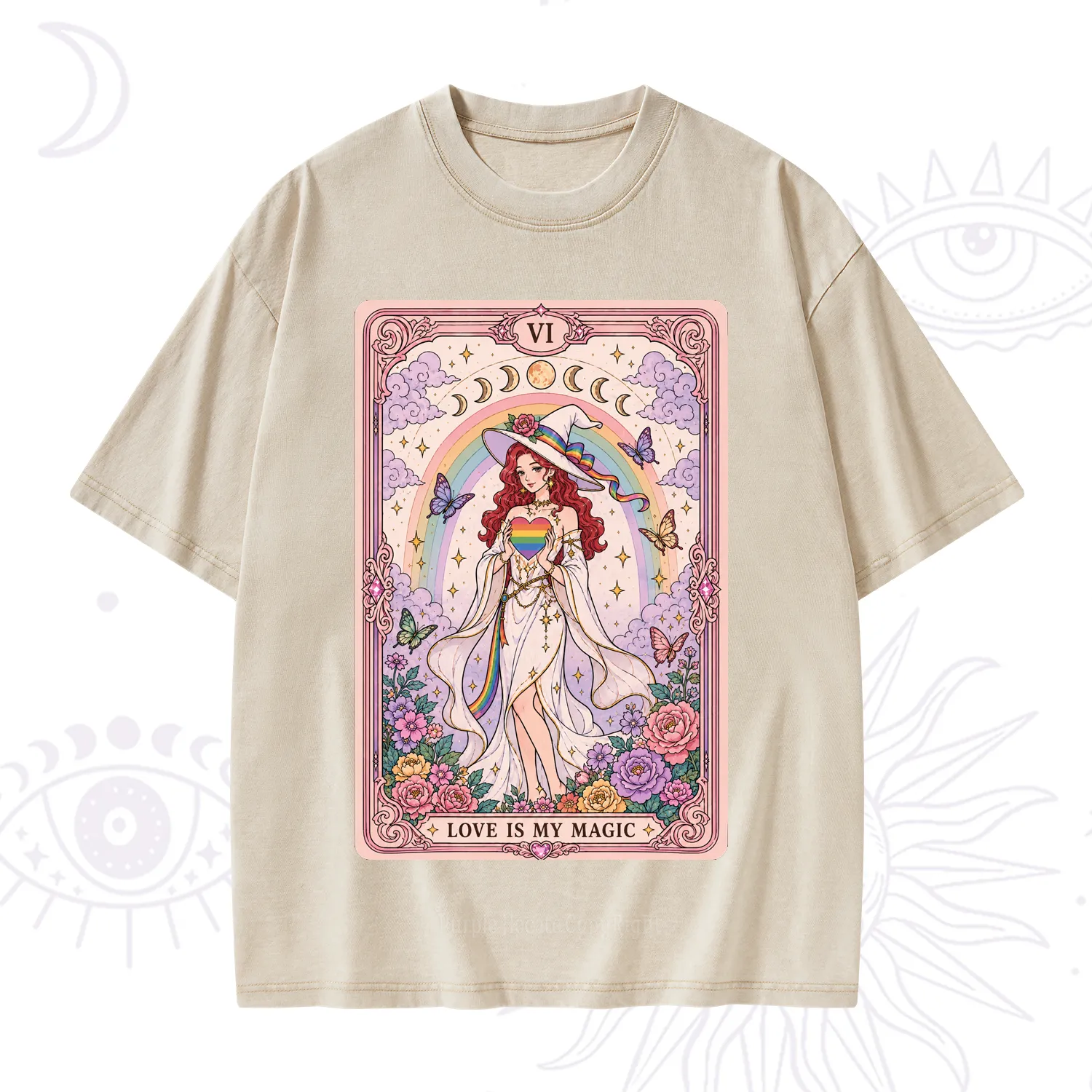 Purplehecate The Love Is My Magic Tarot Pride Washed T-Shirt