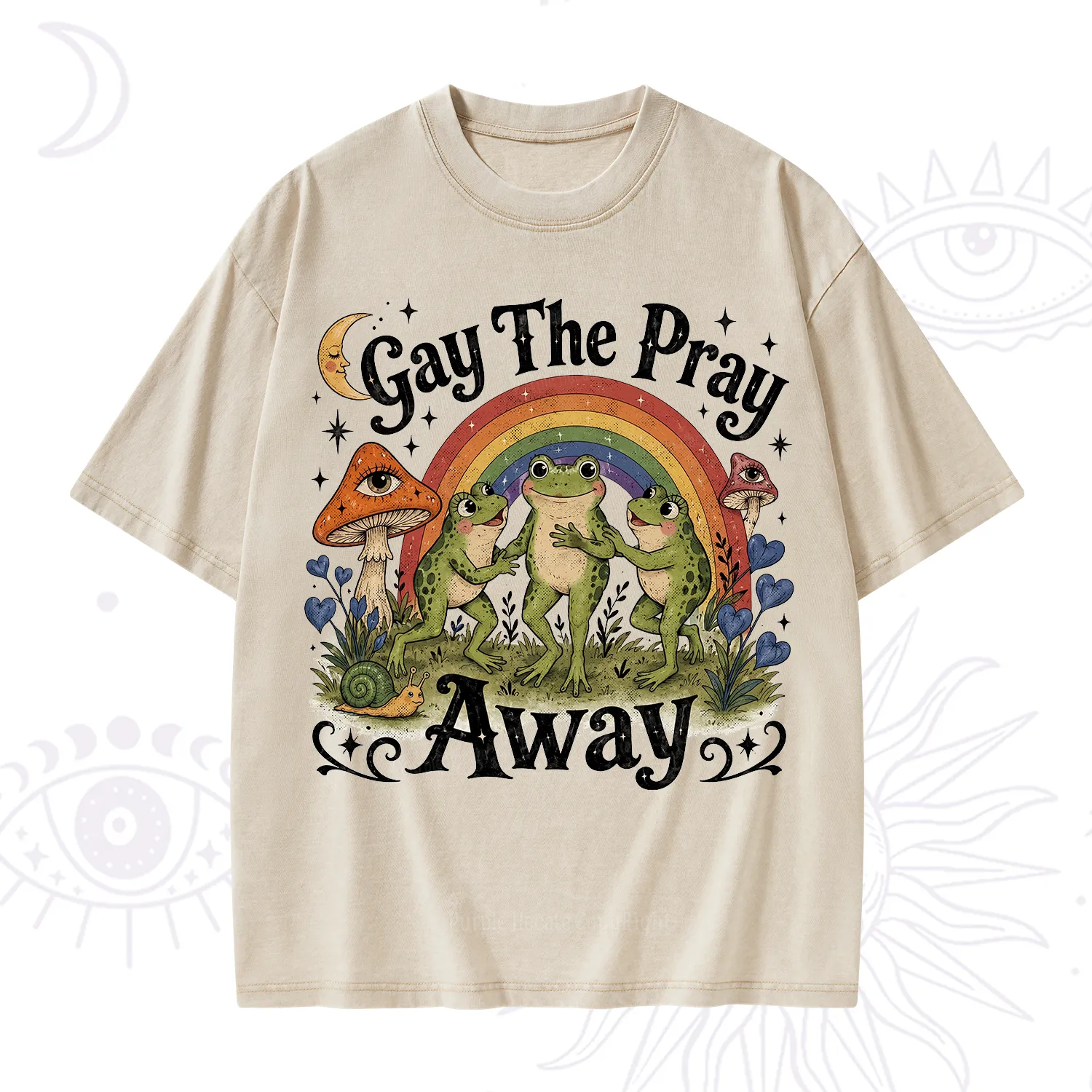 Purplehecate Gay The Pray Away Frog Pride Washed T-Shirt