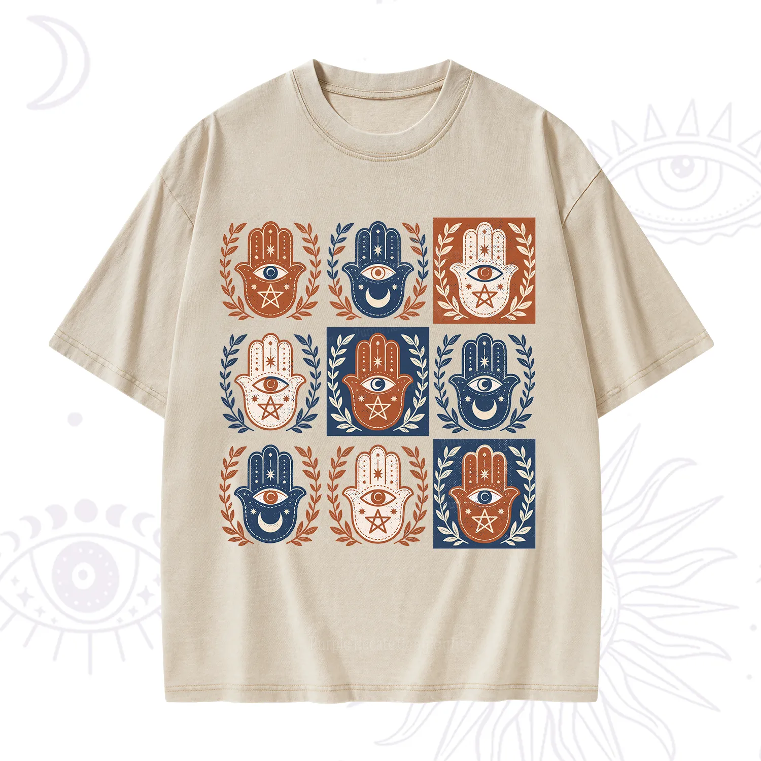 Purplehecate Hamsa Hand Washed T-Shirt