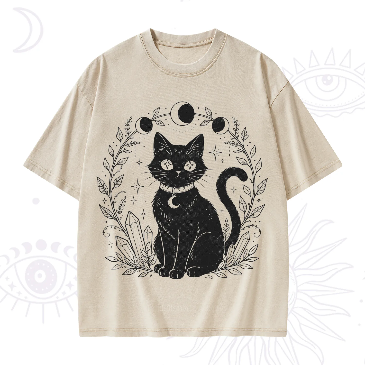 Purplehecate Mystical Cat Washed T-Shirt