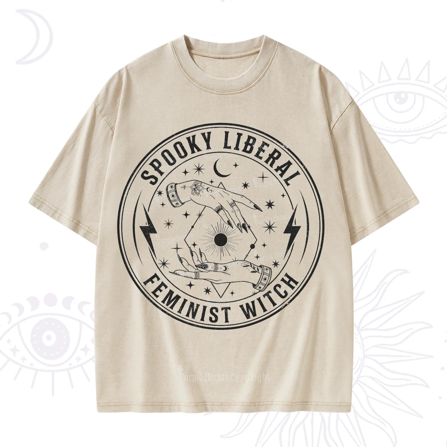 Purplehecate Spooky Liberal Feminist Witch Washed T-Shirt
