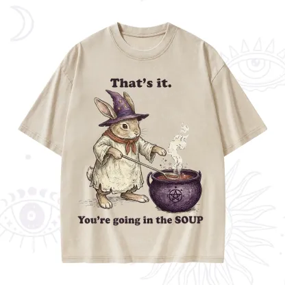 Purplehecate That's It You're Going in the Soup Witch Bunny Washed T-Shirt