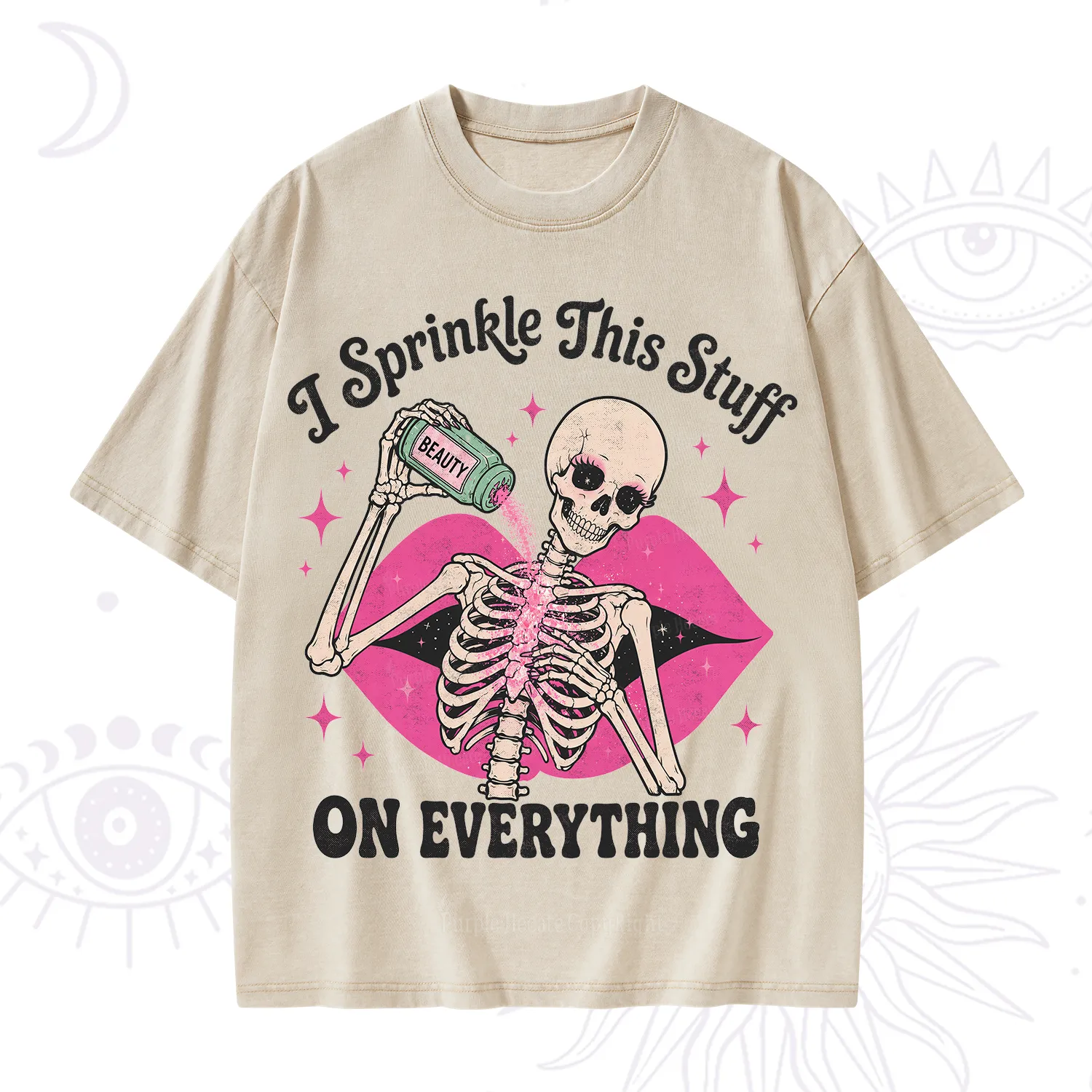 Purplehecate I Sprinkle This Stuff on Everything Beauty Skeleton Washed T-Shirt