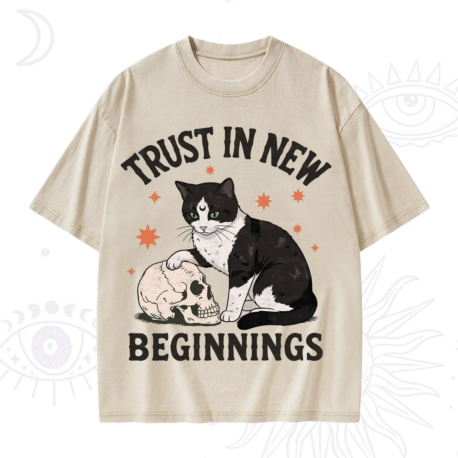 Purplehecate Trust In New Beginnings Cat Washed T-Shirt