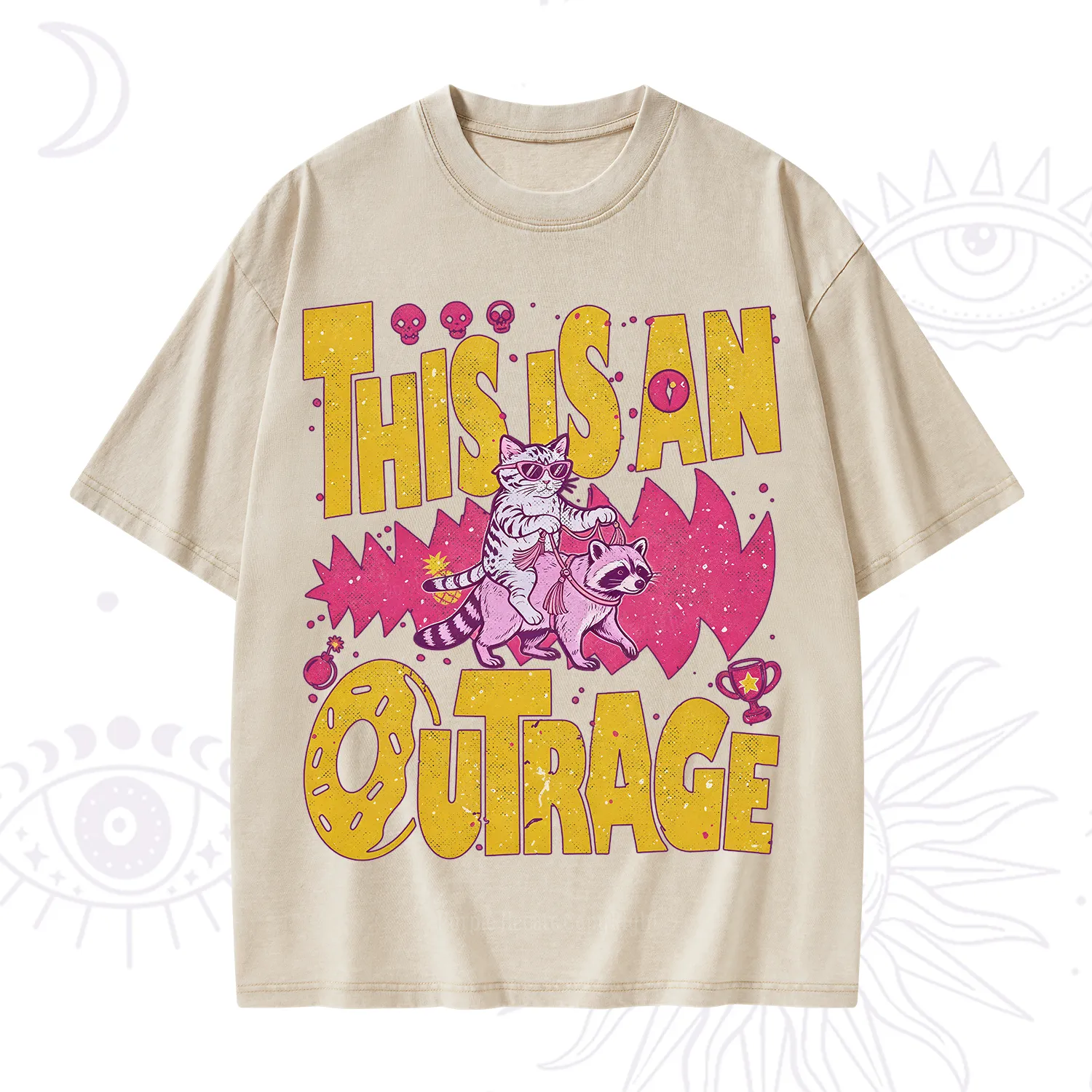 Purplehecate This Is An Outrage Angry Raccoons Washed T-Shirt