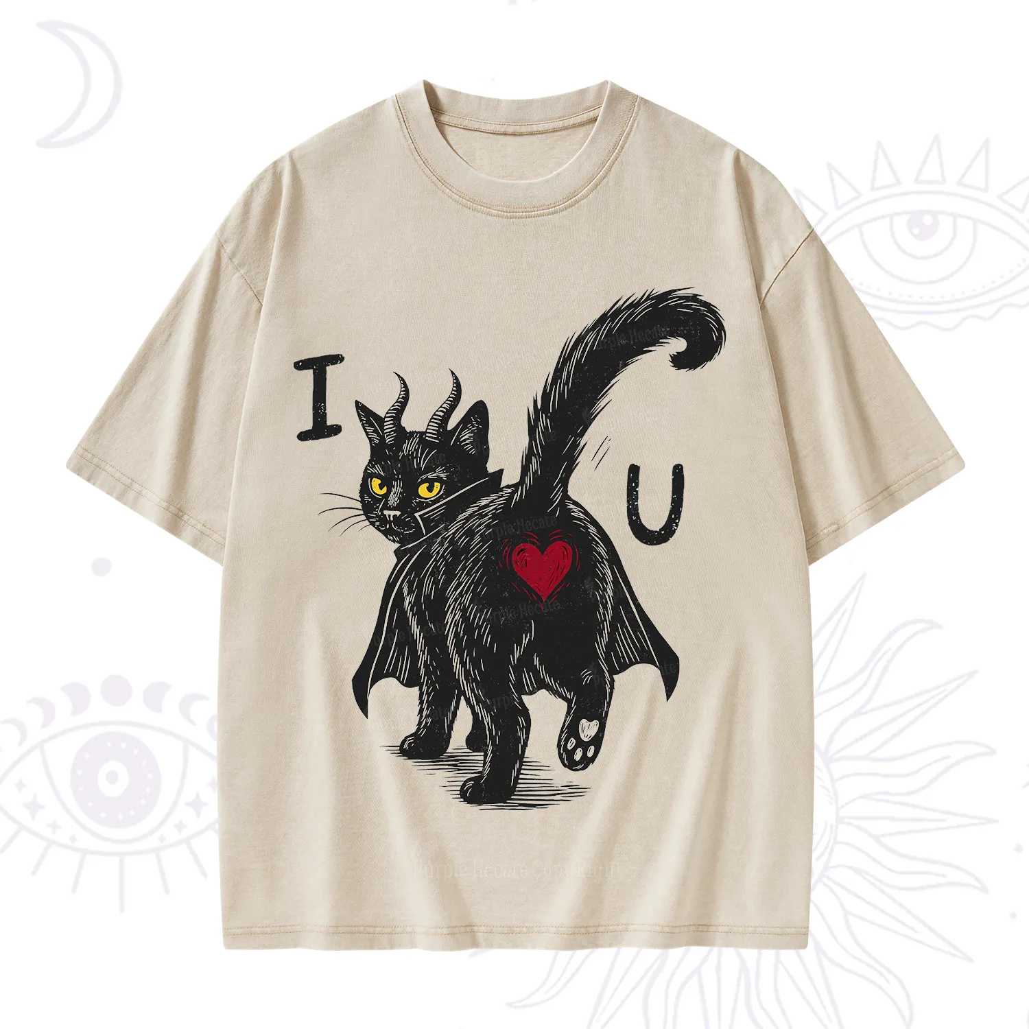 Purplehecate Bad Bad Evil Cat Washed T-Shirt