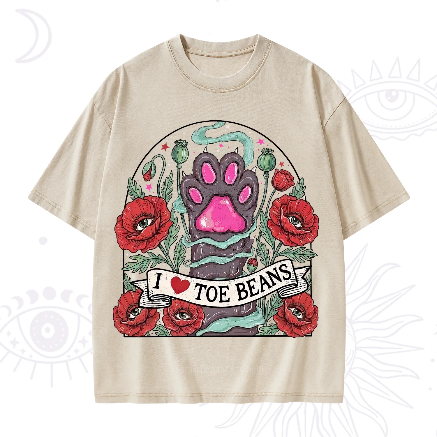 Purplehecate Toe Beans Lover Paw Washed T-Shirt