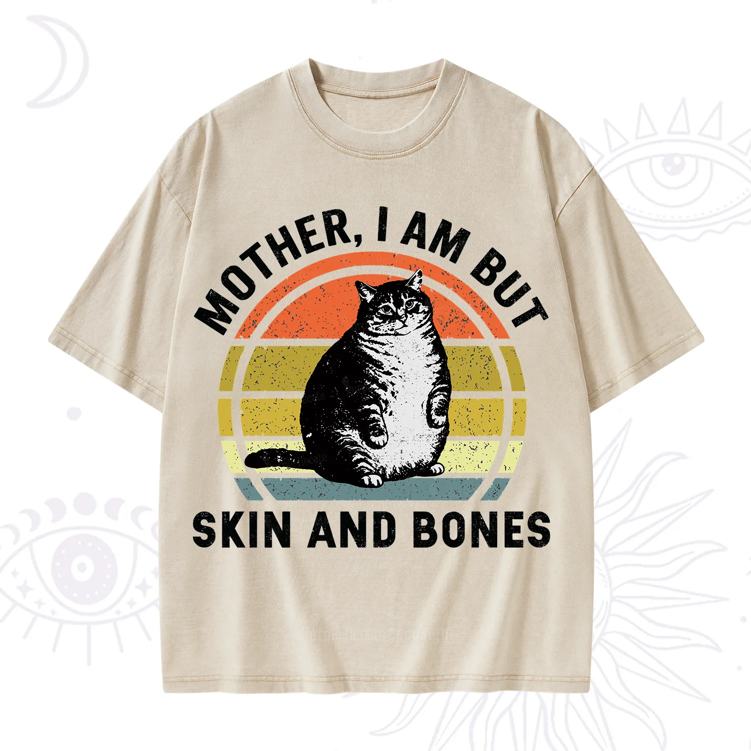 Purplehecate Mother I Am But Skin And Bones Funny Cat Washed T-Shirt