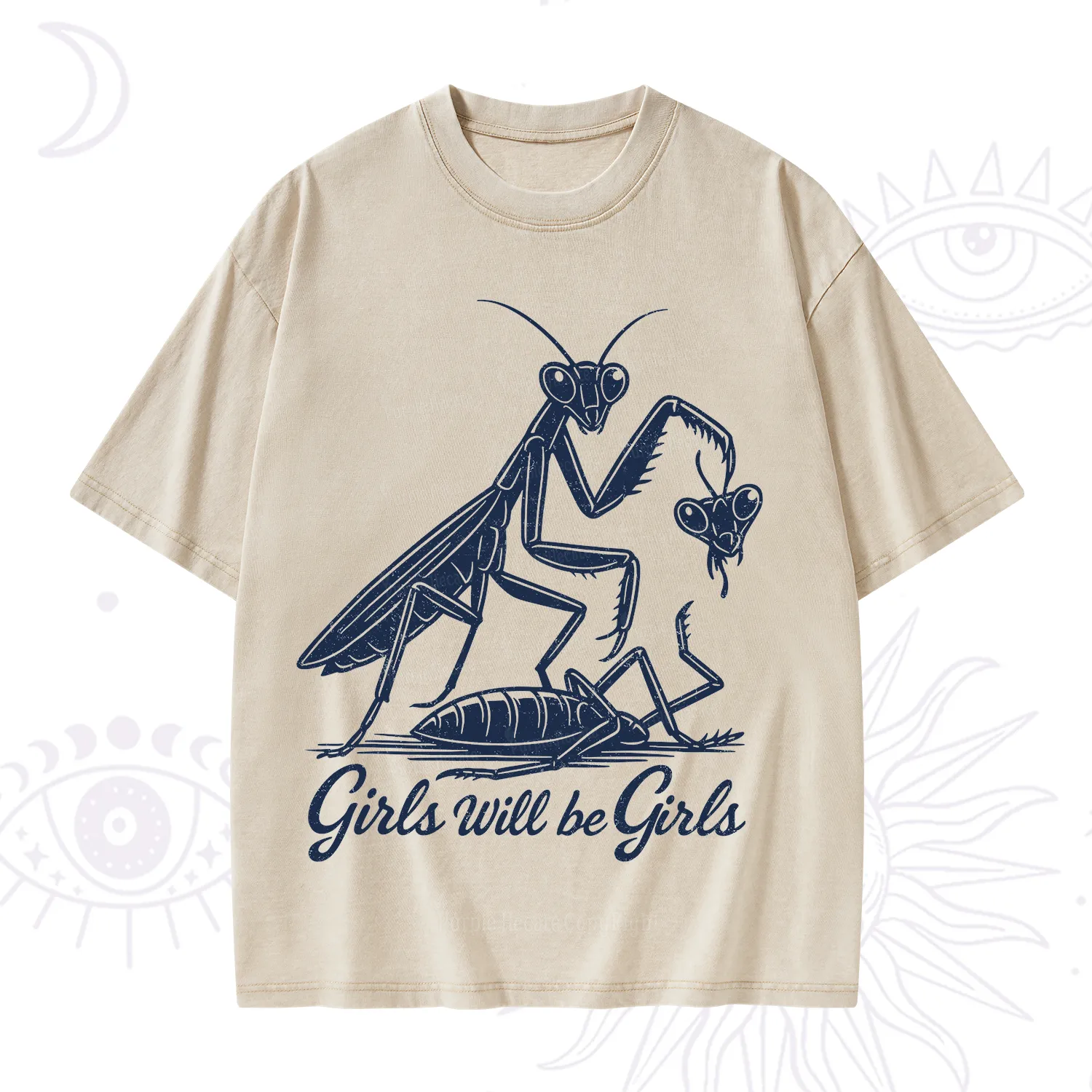 Purplehecate Girls Will Be Girls Praying Mantis Washed T-Shirt