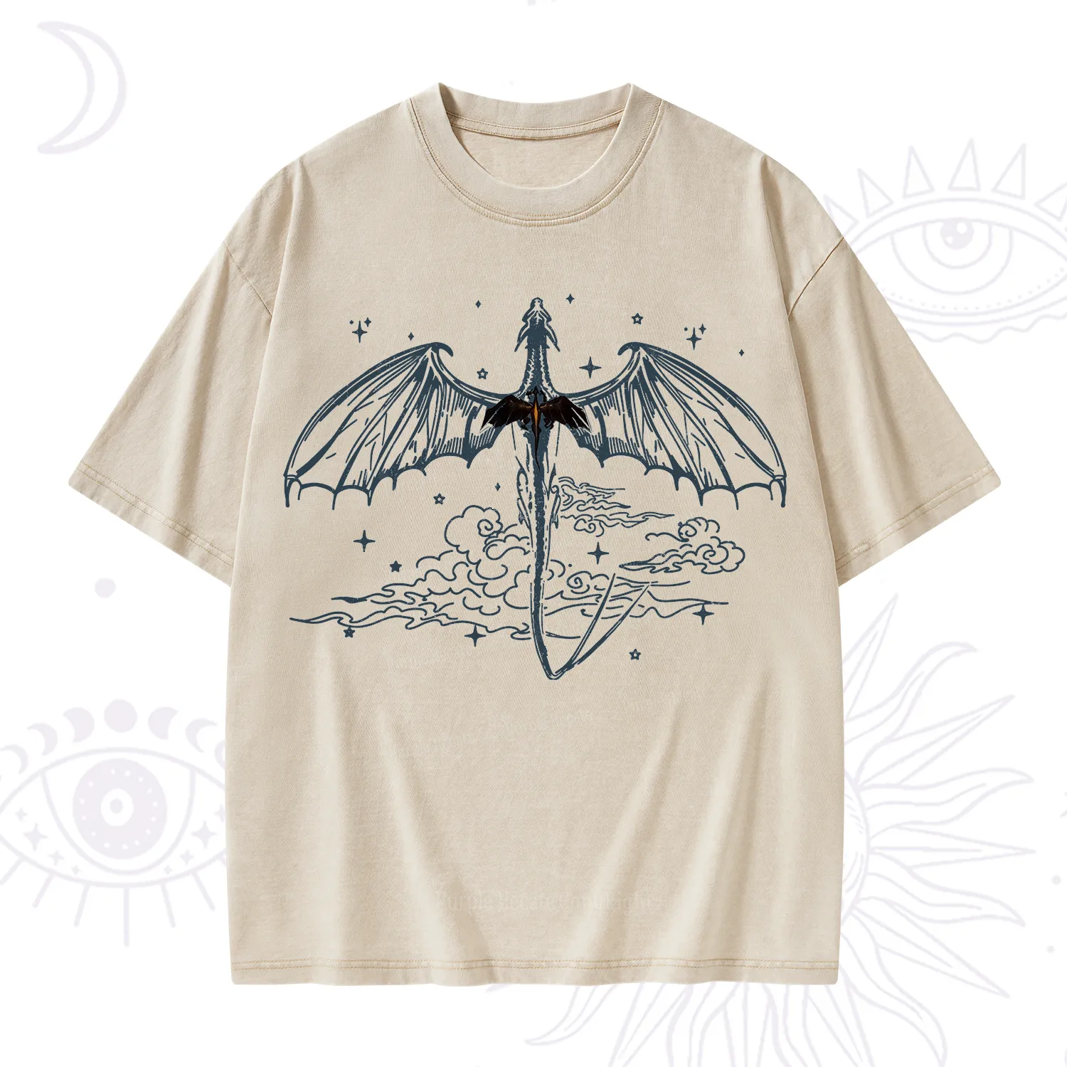 Purplehecate Dragon Rider Celestial Sword Washed T-Shirt