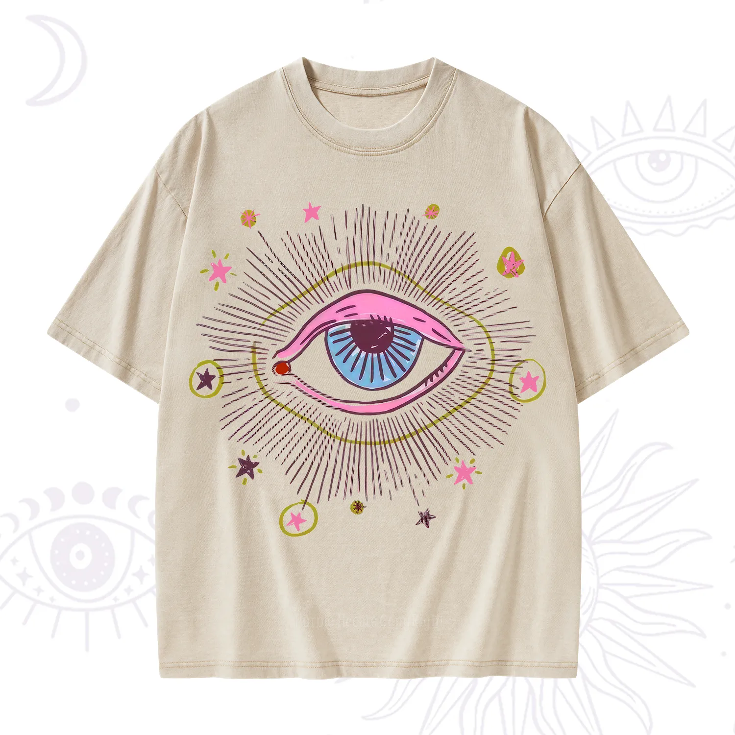 Purplehecate Mystic Gaze Evil Eye Protection Washed T-Shirt